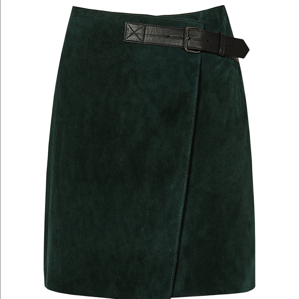 Reiss Dark Green Mini Skirt with Black Belt